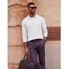 image:imageCOOFANDY Mens Polo Sweater Long Sleeve Classic Twisted Knitted PulloverWhite