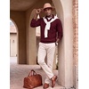 image:imageCOOFANDY Mens Polo Sweater Long Sleeve Classic Twisted Knitted PulloverWine Red