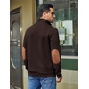image:imageCOOFANDY Mens Quarter Button Sweatshirt Long Sleeve Pullover Waffle Casual Stand Collar SweaterBrown
