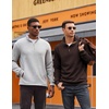 image:imageCOOFANDY Mens Quarter Button Sweatshirt Long Sleeve Pullover Waffle Casual Stand Collar SweaterBrown