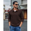 image:imageCOOFANDY Mens Quarter Button Sweatshirt Long Sleeve Pullover Waffle Casual Stand Collar SweaterBrown