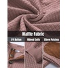 image:imageCOOFANDY Mens Quarter Button Sweatshirt Long Sleeve Pullover Waffle Casual Stand Collar SweaterDusty Pink