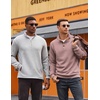 image:imageCOOFANDY Mens Quarter Button Sweatshirt Long Sleeve Pullover Waffle Casual Stand Collar SweaterDusty Pink