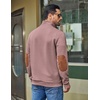 image:imageCOOFANDY Mens Quarter Button Sweatshirt Long Sleeve Pullover Waffle Casual Stand Collar SweaterDusty Pink