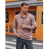 image:imageCOOFANDY Mens Quarter Button Sweatshirt Long Sleeve Pullover Waffle Casual Stand Collar SweaterDusty Pink