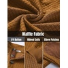 image:imageCOOFANDY Mens Quarter Button Sweatshirt Long Sleeve Pullover Waffle Casual Stand Collar SweaterLight Brown