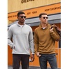 image:imageCOOFANDY Mens Quarter Button Sweatshirt Long Sleeve Pullover Waffle Casual Stand Collar SweaterLight Brown