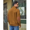 image:imageCOOFANDY Mens Quarter Button Sweatshirt Long Sleeve Pullover Waffle Casual Stand Collar SweaterLight Brown