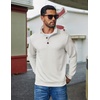 image:imageCOOFANDY Mens Quarter Button Sweatshirt Long Sleeve Pullover Waffle Casual Stand Collar SweaterWhite