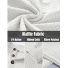 image:imageCOOFANDY Mens Quarter Button Sweatshirt Long Sleeve Pullover Waffle Casual Stand Collar SweaterWhite