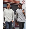 image:imageCOOFANDY Mens Quarter Button Sweatshirt Long Sleeve Pullover Waffle Casual Stand Collar SweaterWhite