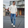 image:imageCOOFANDY Mens Quarter Button Sweatshirt Long Sleeve Pullover Waffle Casual Stand Collar SweaterWhite