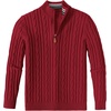 image:imageCOOFANDY Mens Quarter Zip Pullover Cable Knit Mock Neck Dress SweaterWine Red