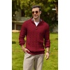 image:imageCOOFANDY Mens Quarter Zip Pullover Cable Knit Mock Neck Dress SweaterWine Red