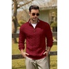 image:imageCOOFANDY Mens Quarter Zip Pullover Cable Knit Mock Neck Dress SweaterWine Red