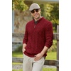 image:imageCOOFANDY Mens Quarter Zip Pullover Cable Knit Mock Neck Dress SweaterWine Red