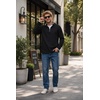 image:imageCOOFANDY Mens Quarter Zip Pullover Fleece Mock Neck Casual Sweatshirt 2026Black