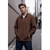 image:imageCOOFANDY Mens Quarter Zip Pullover Fleece Mock Neck Casual Sweatshirt 2026Browna