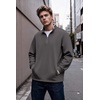 image:imageCOOFANDY Mens Quarter Zip Pullover Fleece Mock Neck Casual Sweatshirt 2026Dark Gray