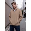 image:imageCOOFANDY Mens Quarter Zip Pullover Fleece Mock Neck Casual Sweatshirt 2026Khaki