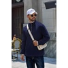 image:imageCOOFANDY Mens Quarter Zip Pullover Fleece Mock Neck Casual Sweatshirt 2026Navy Blue