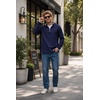 image:imageCOOFANDY Mens Quarter Zip Pullover Fleece Mock Neck Casual Sweatshirt 2026Navy Blue