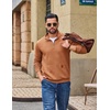 image:imageCOOFANDY Mens Quarter Zip Pullover Long Sleeve Sweatshirt Kangaroo PocketLight Brown