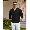 image:imageCOOFANDY Mens Quarter Zip Pullover Sweater Knit Texture Mock Neck SweaterBlack
