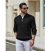 image:imageCOOFANDY Mens Quarter Zip Pullover Sweater Knit Texture Mock Neck SweaterBlack