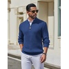 image:imageCOOFANDY Mens Quarter Zip Pullover Sweater Knit Texture Mock Neck SweaterBlue
