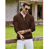 image:imageCOOFANDY Mens Quarter Zip Pullover Sweater Knit Texture Mock Neck SweaterBrown