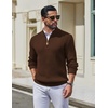 image:imageCOOFANDY Mens Quarter Zip Pullover Sweater Knit Texture Mock Neck SweaterBrown