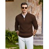 image:imageCOOFANDY Mens Quarter Zip Pullover Sweater Knit Texture Mock Neck SweaterBrown