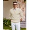 image:imageCOOFANDY Mens Quarter Zip Pullover Sweater Knit Texture Mock Neck SweaterCream