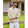 image:imageCOOFANDY Mens Quarter Zip Pullover Sweater Knit Texture Mock Neck SweaterCream