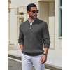 image:imageCOOFANDY Mens Quarter Zip Pullover Sweater Knit Texture Mock Neck SweaterDark Gray
