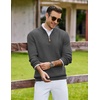 image:imageCOOFANDY Mens Quarter Zip Pullover Sweater Knit Texture Mock Neck SweaterDark Gray