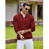 image:imageCOOFANDY Mens Quarter Zip Pullover Sweater Knit Texture Mock Neck SweaterDark Red
