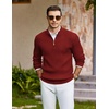 image:imageCOOFANDY Mens Quarter Zip Pullover Sweater Knit Texture Mock Neck SweaterDark Red