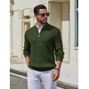 image:imageCOOFANDY Mens Quarter Zip Pullover Sweater Knit Texture Mock Neck SweaterLake Green