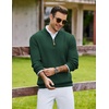 image:imageCOOFANDY Mens Quarter Zip Pullover Sweater Knit Texture Mock Neck SweaterLake Green