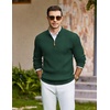 image:imageCOOFANDY Mens Quarter Zip Pullover Sweater Knit Texture Mock Neck SweaterLake Green
