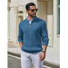 image:imageCOOFANDY Mens Quarter Zip Pullover Sweater Knit Texture Mock Neck SweaterLight Blue