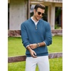 image:imageCOOFANDY Mens Quarter Zip Pullover Sweater Knit Texture Mock Neck SweaterLight Blue
