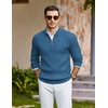 image:imageCOOFANDY Mens Quarter Zip Pullover Sweater Knit Texture Mock Neck SweaterLight Blue