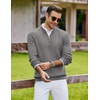 image:imageCOOFANDY Mens Quarter Zip Pullover Sweater Knit Texture Mock Neck SweaterLight Gray