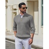 image:imageCOOFANDY Mens Quarter Zip Pullover Sweater Knit Texture Mock Neck SweaterLight Gray