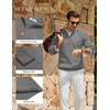 image:imageCOOFANDY Mens Quarter Zip Pullover Sweater Knit Texture Mock Neck SweaterLight Gray