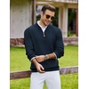 image:imageCOOFANDY Mens Quarter Zip Pullover Sweater Knit Texture Mock Neck SweaterNavy Blue
