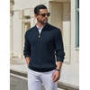 image:imageCOOFANDY Mens Quarter Zip Pullover Sweater Knit Texture Mock Neck SweaterNavy Blue